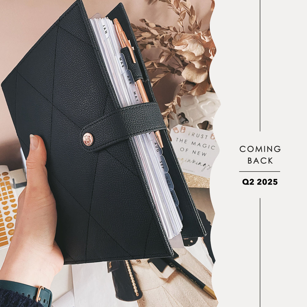 Cross Stitch Premium Vegan Leather A5 Organiser in Black - ella iconic® UK