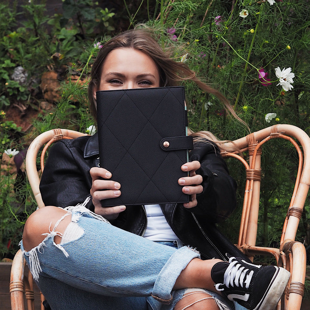
                  
                    Cross Stitch Premium Vegan Leather A5 Organiser in Black - ella iconic® UK
                  
                