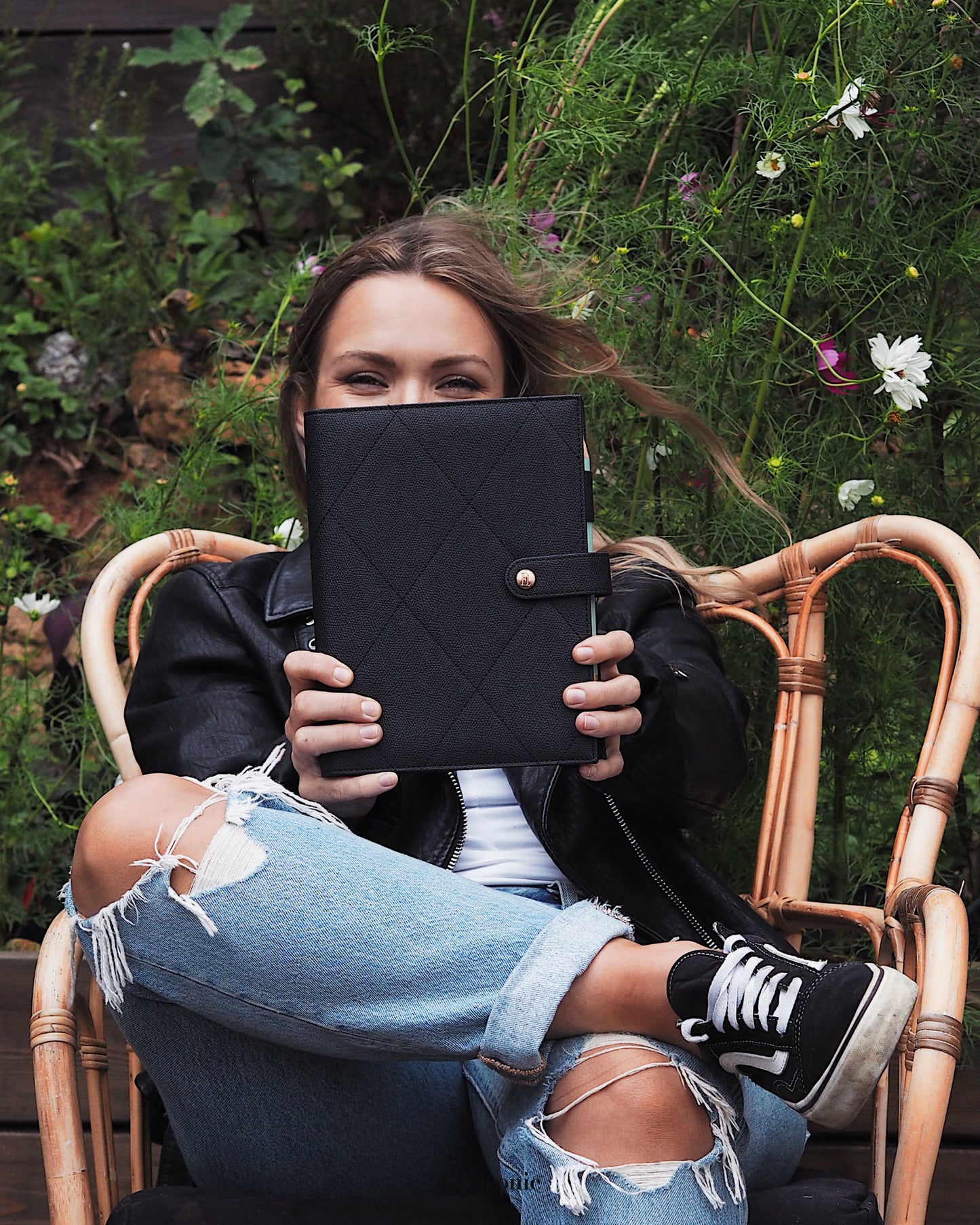 Cross Stitch Premium Vegan Leather A5 Organiser in Black - ella iconic® UK