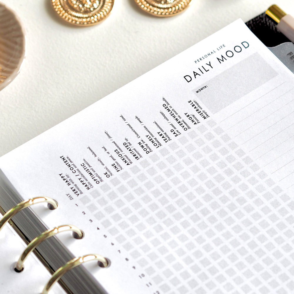
                  
                    Daily Mood Tracker A5 Planner Inserts | Mental Health | ADHD | Perimenopause | Self Care Planner | For 6-Ring Binders, Filofax, LV Agendas - ella iconic® UK
                  
                