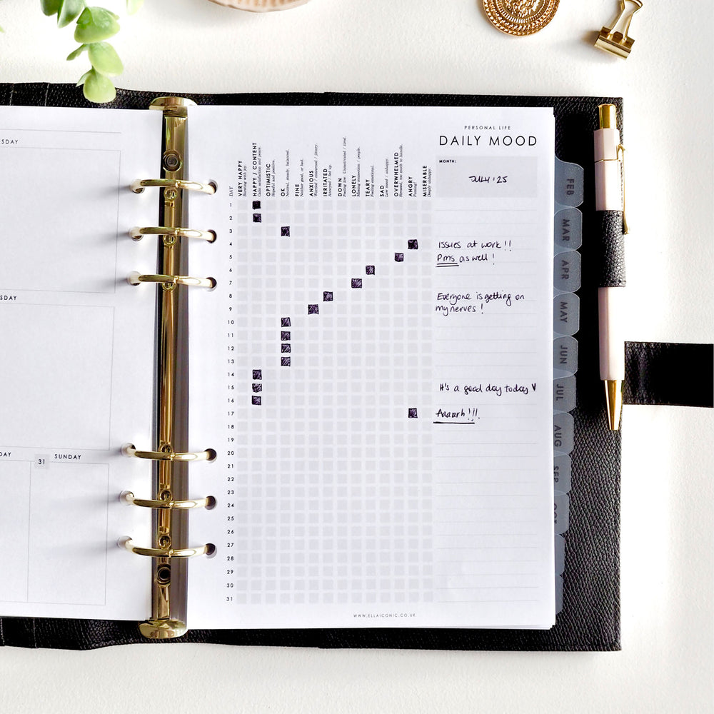 
                  
                    Daily Mood Tracker A5 Planner Inserts | Mental Health | ADHD | Perimenopause | Self Care Planner | For 6-Ring Binders, Filofax, LV Agendas - ella iconic® UK
                  
                