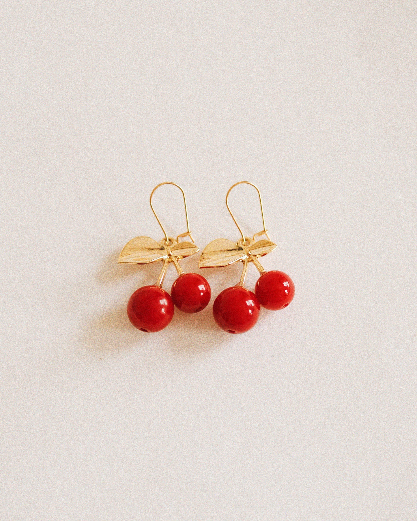 Dark Cherry Red Gold Plated Earrings | ella iconic® UK