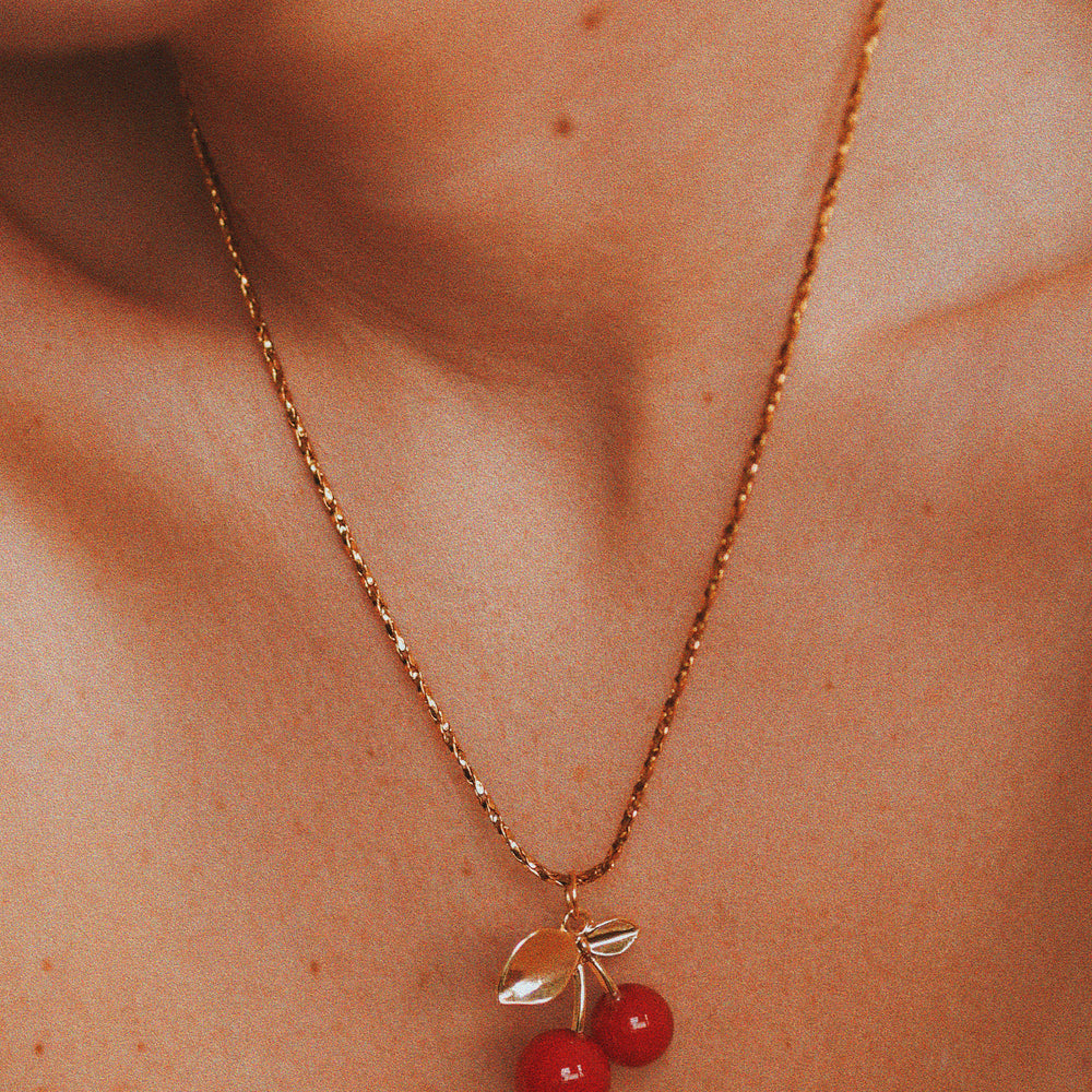 
                  
                    Dark Cherry Red 18K Gold Plated Necklace | ella iconic® UK
                  
                