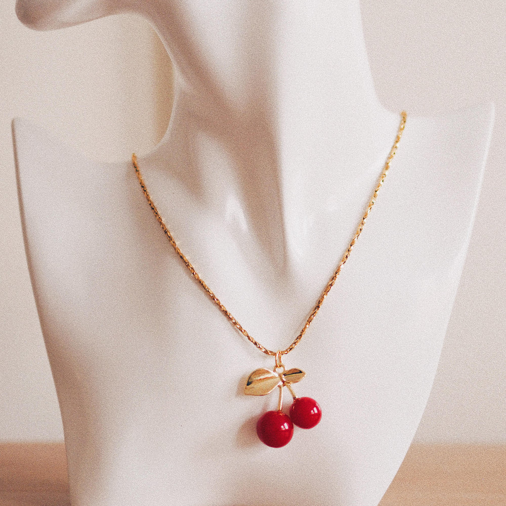 
                  
                    Dark Cherry Red 18K Gold Plated Necklace | ella iconic® UK
                  
                