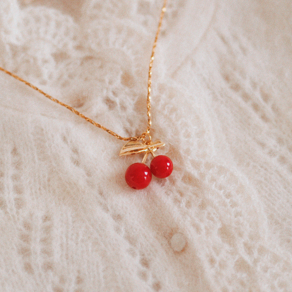 
                  
                    Dark Cherry Red 18K Gold Plated Necklace | ella iconic® UK
                  
                
