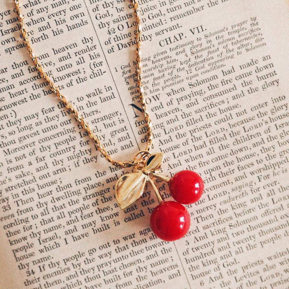 
                  
                    Dark Cherry Red 18K Gold Plated Necklace | ella iconic® UK
                  
                