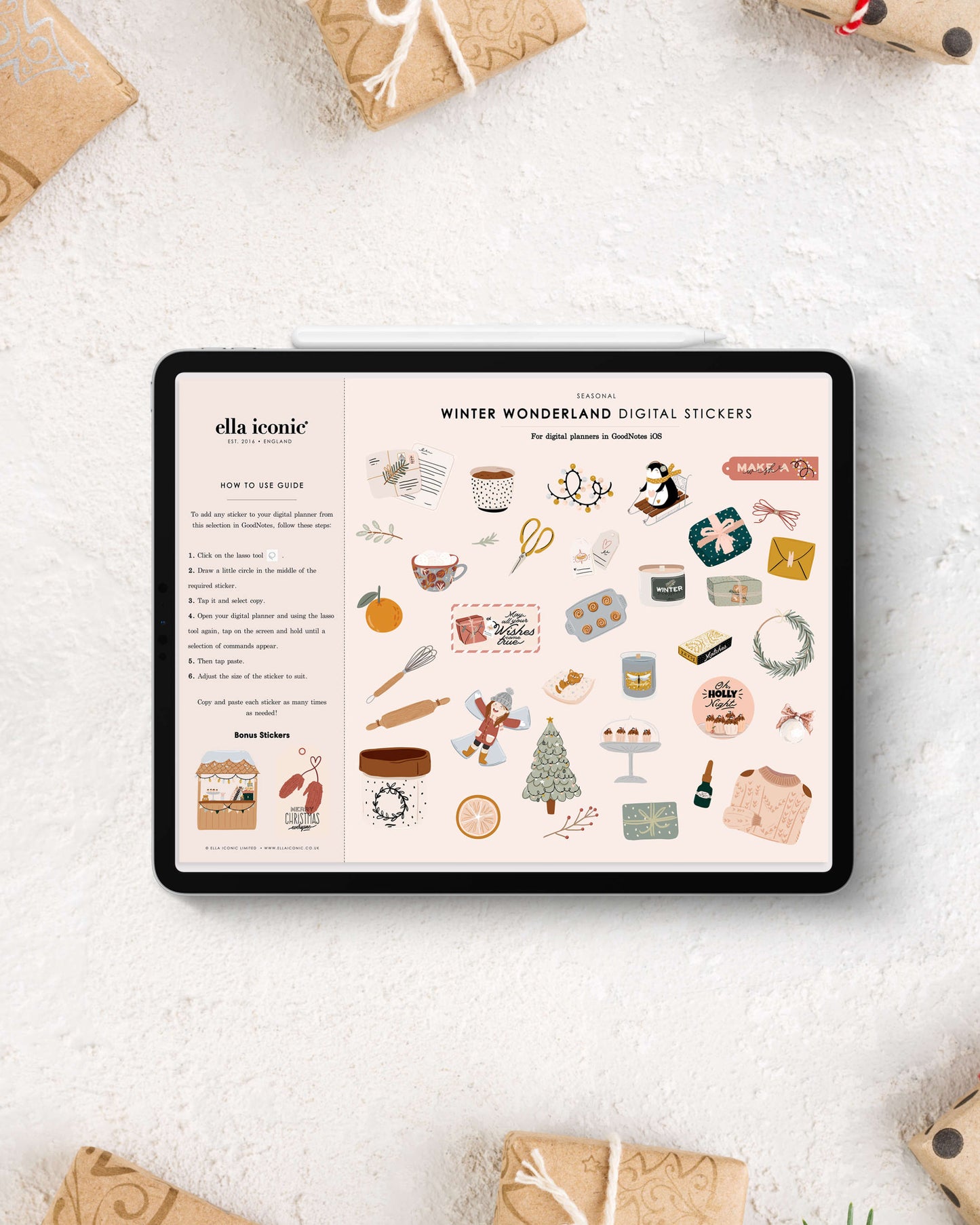 Digital Christmas Planner Stickers - Winter Wonderland - For GoodNotes iOS - Pre-cropped - ella iconic