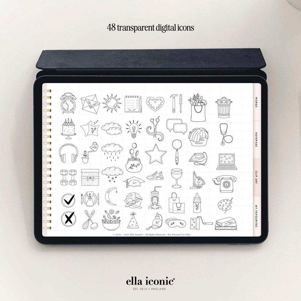 
                  
                    Digital Sticker Icons for digital planners in GoodNotes App | Ella Iconic®
                  
                
