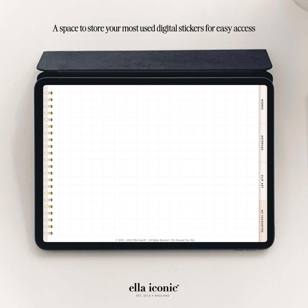 
                  
                    Digital Stickers Book for digital planners in GoodNotes App | Ella Iconic®
                  
                
