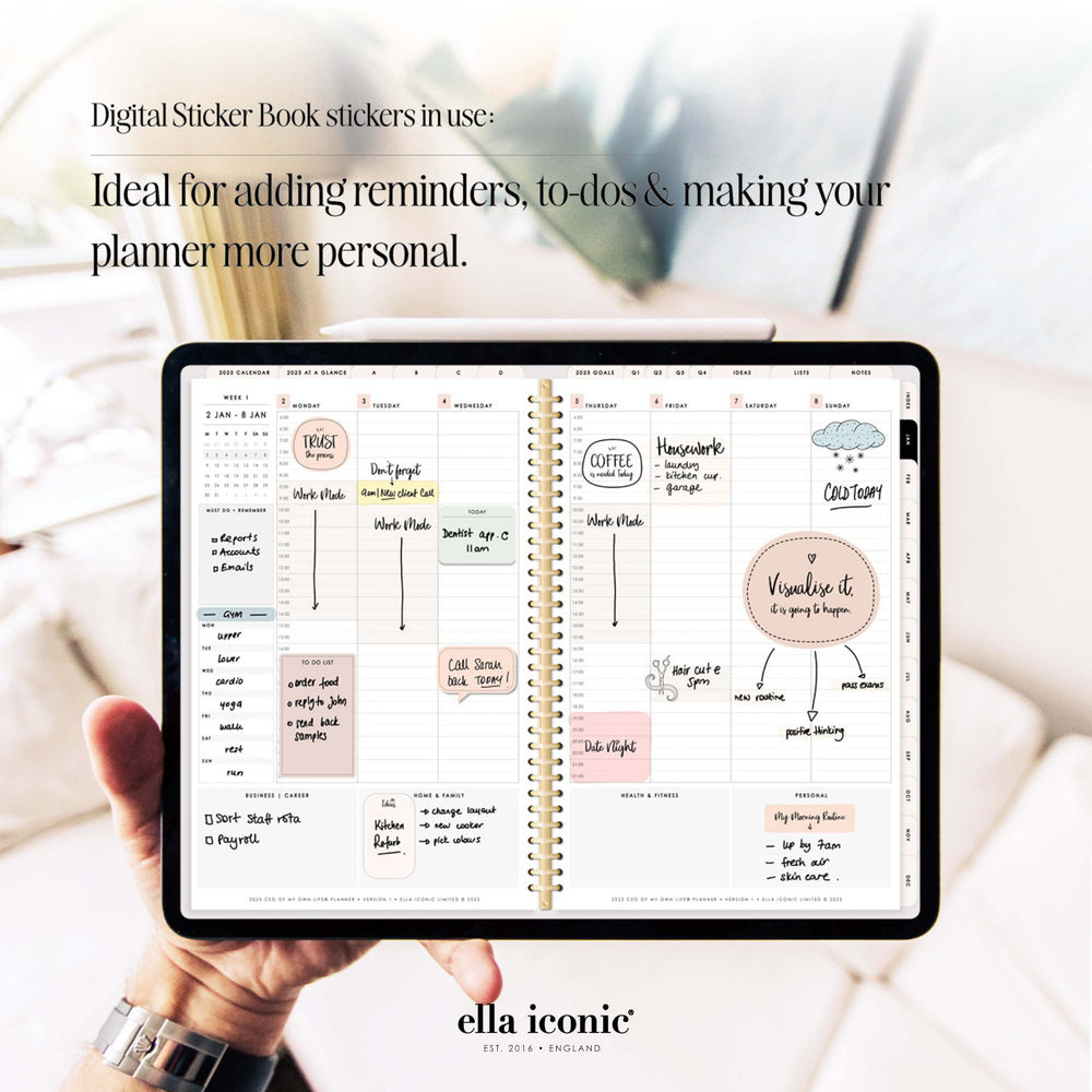 
                  
                    Digital Stickers Book for digital planners in GoodNotes App | Ella Iconic®
                  
                