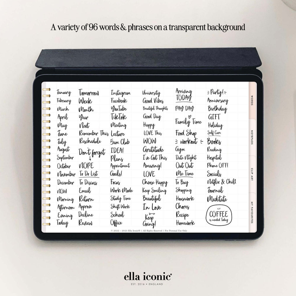 
                  
                    Digital Stickers Words digital planners in GoodNotes App | Ella Iconic®
                  
                