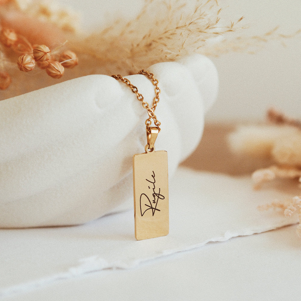 
                  
                    Personalised Women's Engraved Jewellery - Double Side Engravable Gold Pendant Necklace - ella iconic®
                  
                