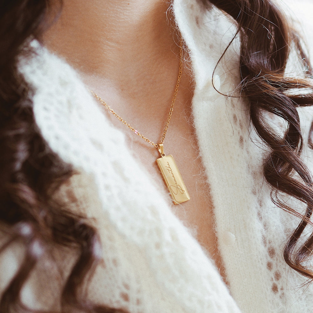 
                  
                    Personalised Women's Engraved Jewellery - Double Side Engravable Gold Pendant Necklace - ella iconic®
                  
                