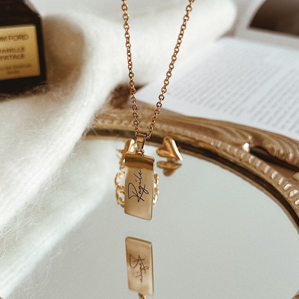 
                  
                    Personalised Women's Engraved Jewellery - Double Side Engravable Gold Pendant Necklace - ella iconic®
                  
                