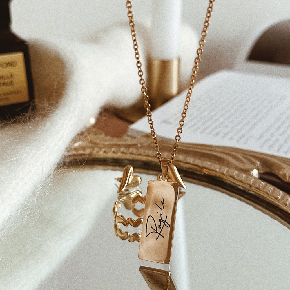 
                  
                    Personalised Women's Engraved Jewellery - Double Side Engravable Rose Gold Pendant Necklace - ella iconic®
                  
                