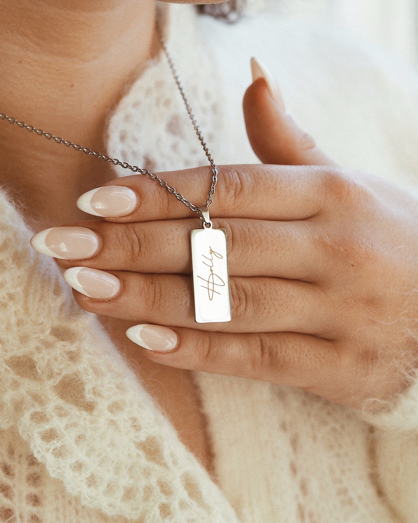 Personalised Women's Engraved Jewellery - Double Side Engravable Silver Pendant Necklace - ella iconic®