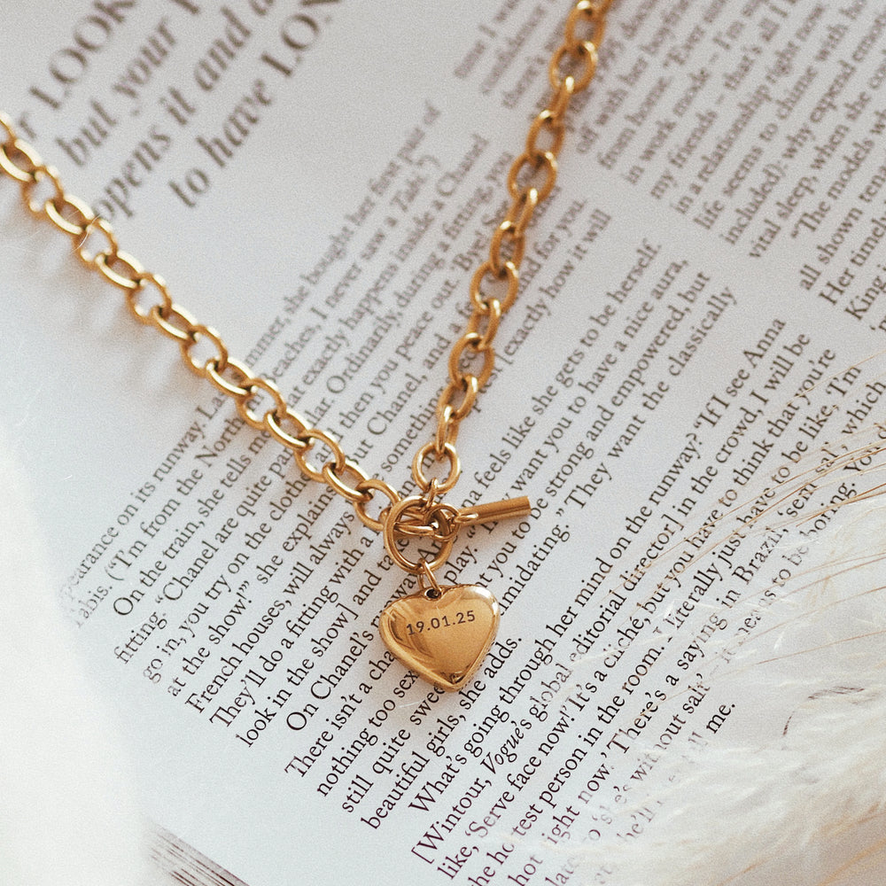 
                  
                    Personalised Women's Engraved Jewellery - Double Side Personalised Engravable Gold Heart Pendant Necklace - ella iconic®
                  
                