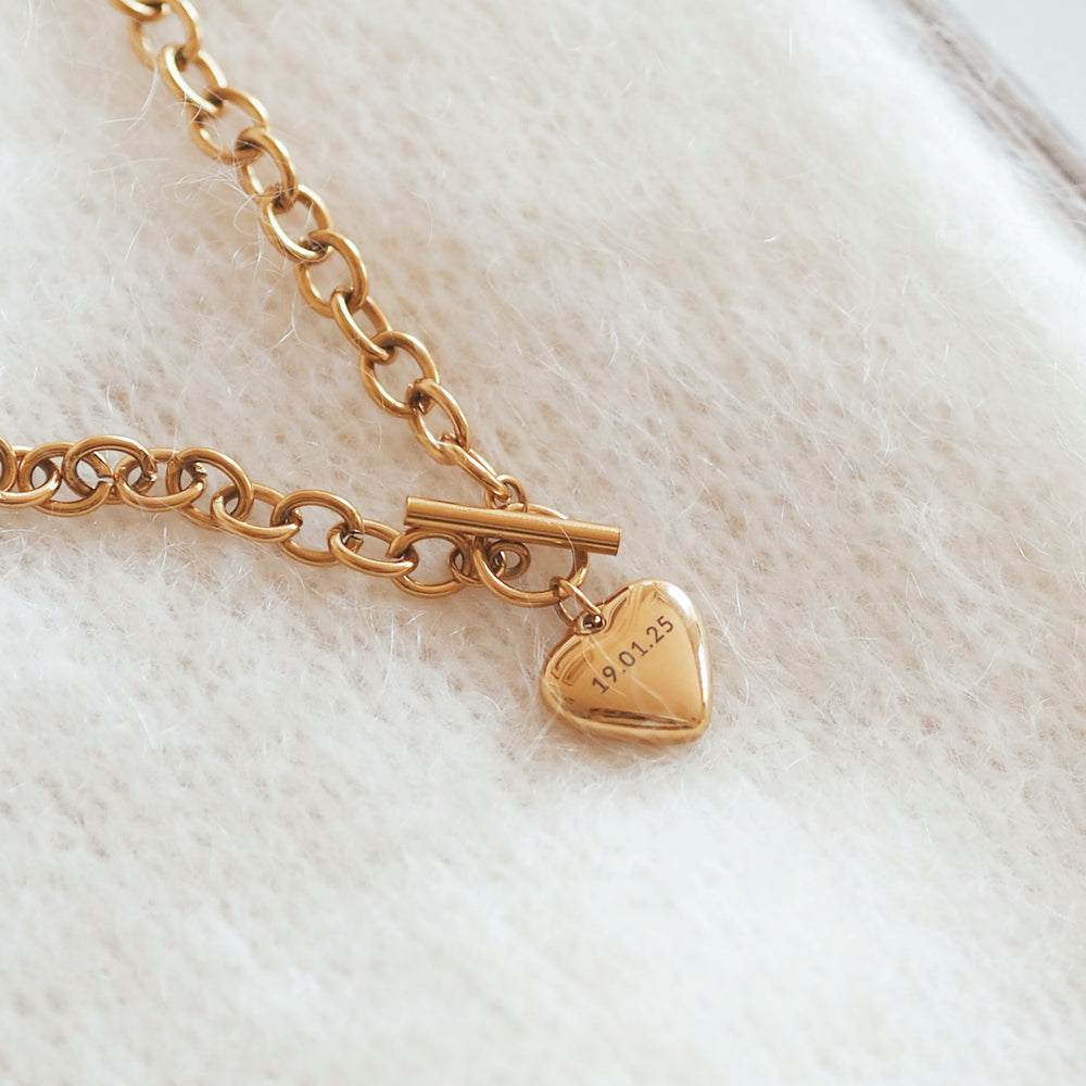 Personalised Women's Engraved Jewellery - Double Side Personalised Engravable Gold Heart Pendant Necklace - ella iconic®