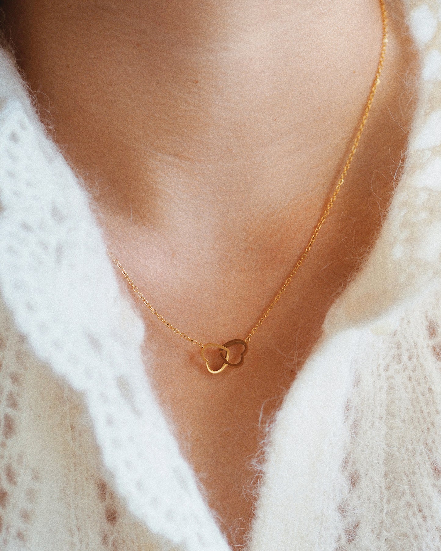 'Forever' Waterproof Gold Two Hearts Necklace - Anti Tarnish - ella iconic - UK