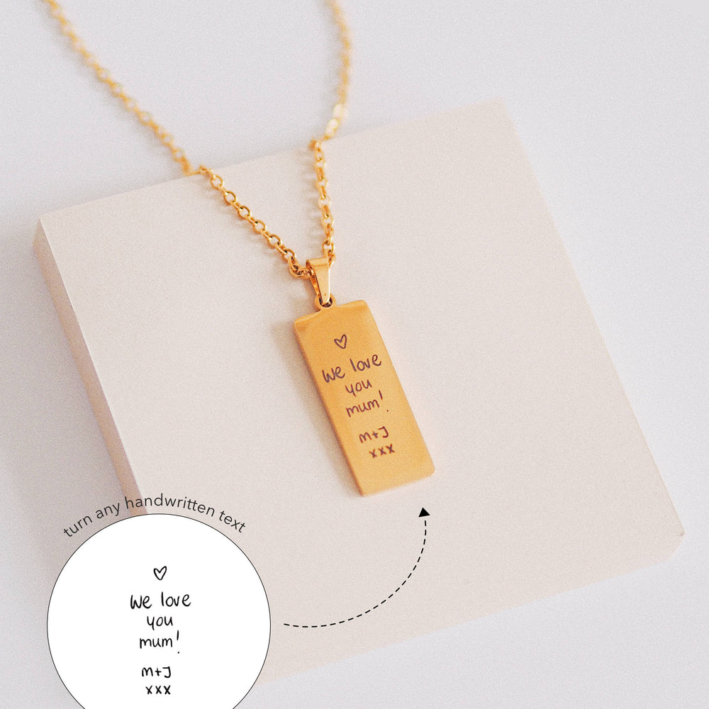 
                  
                    Actual handwriting engraved necklace pendant - ella iconic - personalised jewellery UK
                  
                