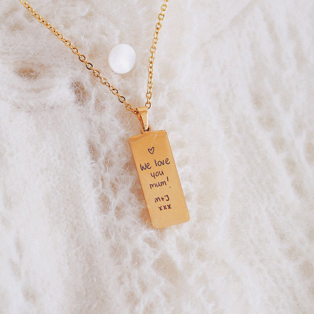 
                  
                    Actual handwriting engraved necklace pendant - ella iconic - personalised jewellery UK
                  
                