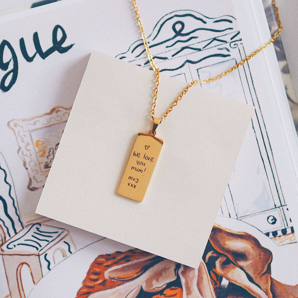 
                  
                    Actual handwriting engraved necklace pendant - ella iconic - personalised jewellery UK
                  
                