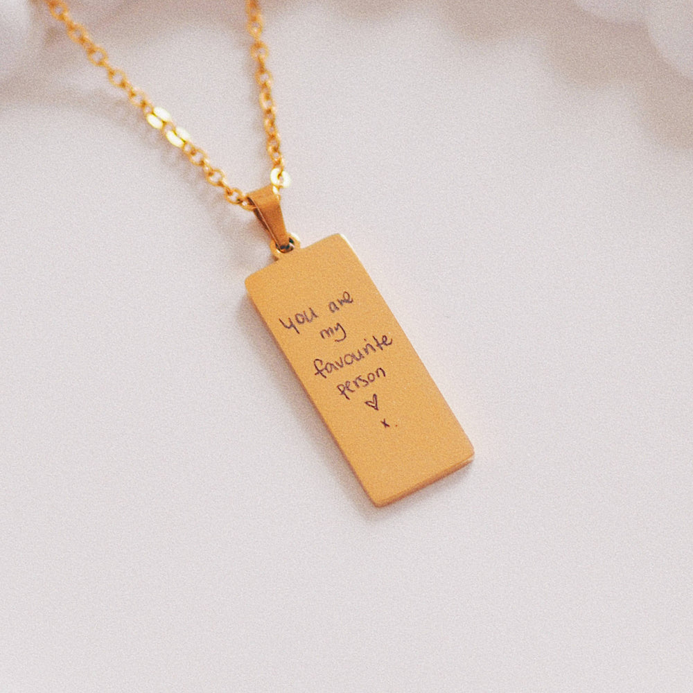 
                  
                    Actual handwriting engraved necklace pendant - ella iconic - personalised jewellery UK
                  
                