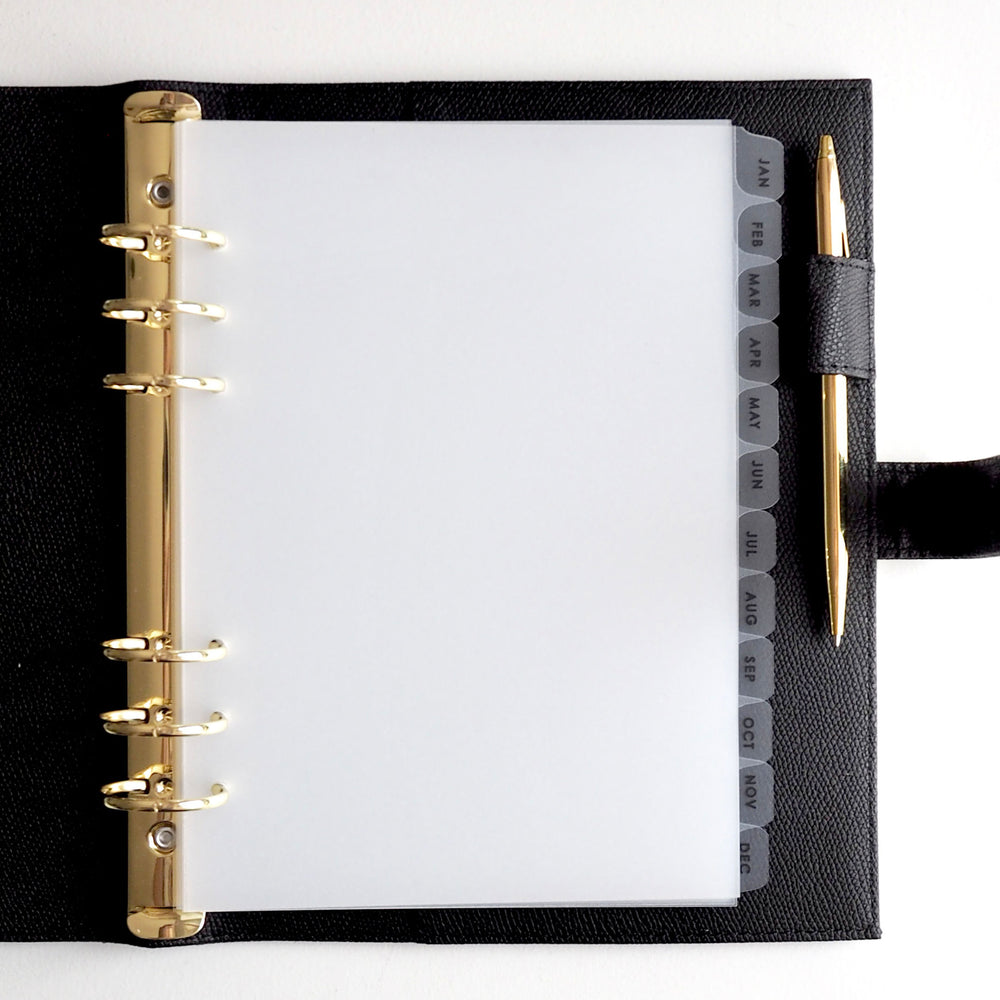 Frosted Plastic Jan - Dec A5 Monthly Planner Dividers With Tabs for 6-Ring Binders - ella iconic® UK