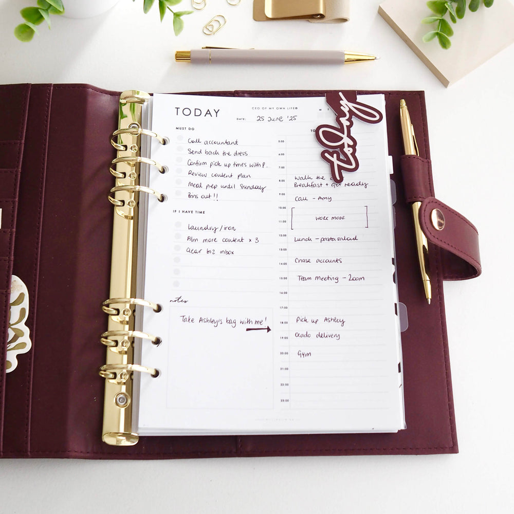 
                  
                    'today' cute magnetic bookmark, page marker for planners, agendas, organisers -  - burgundy - ella iconic®
                  
                