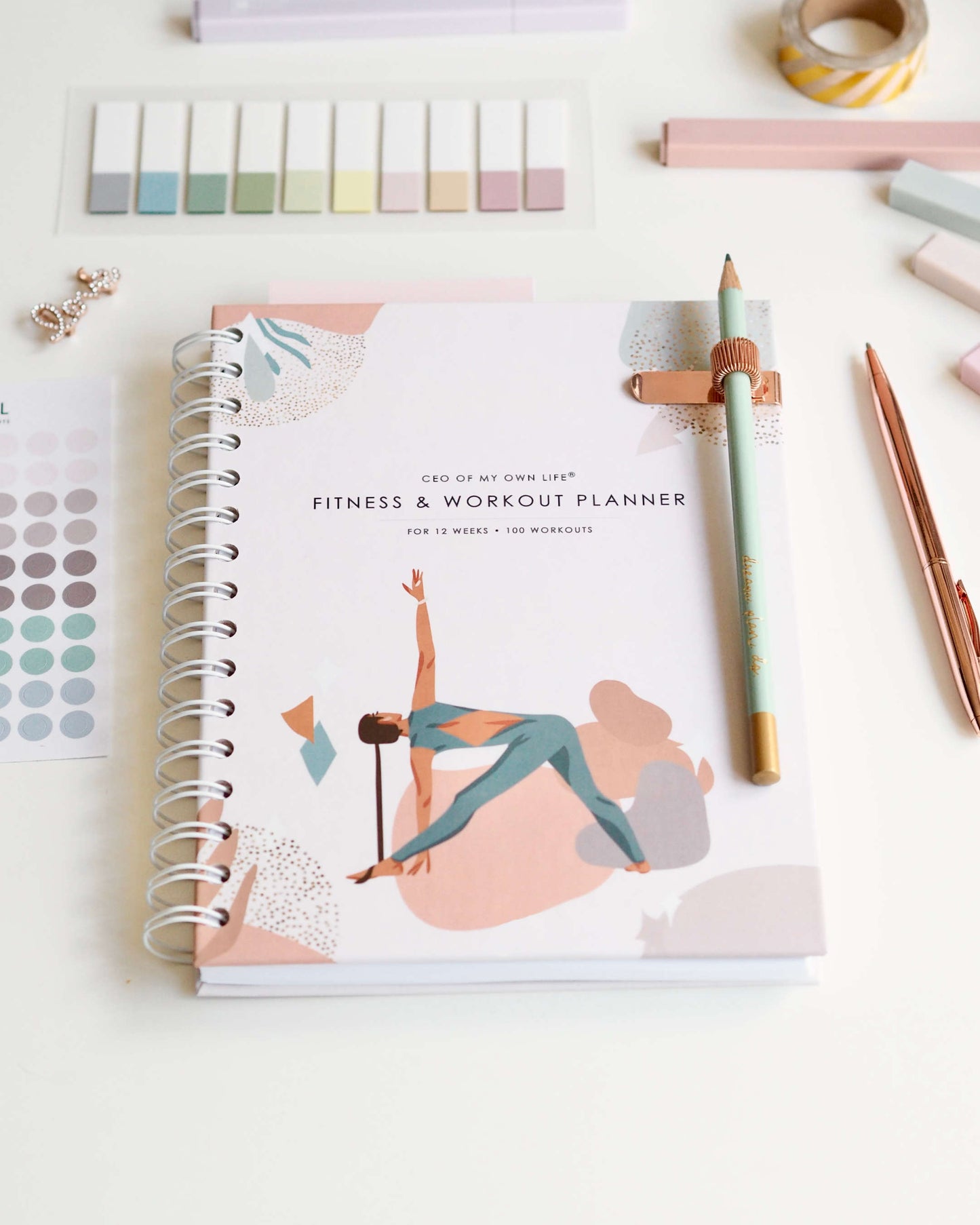 12-Weeks Fitness & Workout Planner | Undated | Weekly Meal Planner | Workout Planner | Fitness Tracker | Weight Loss Tracker | 100 Workouts - ella iconic® UK