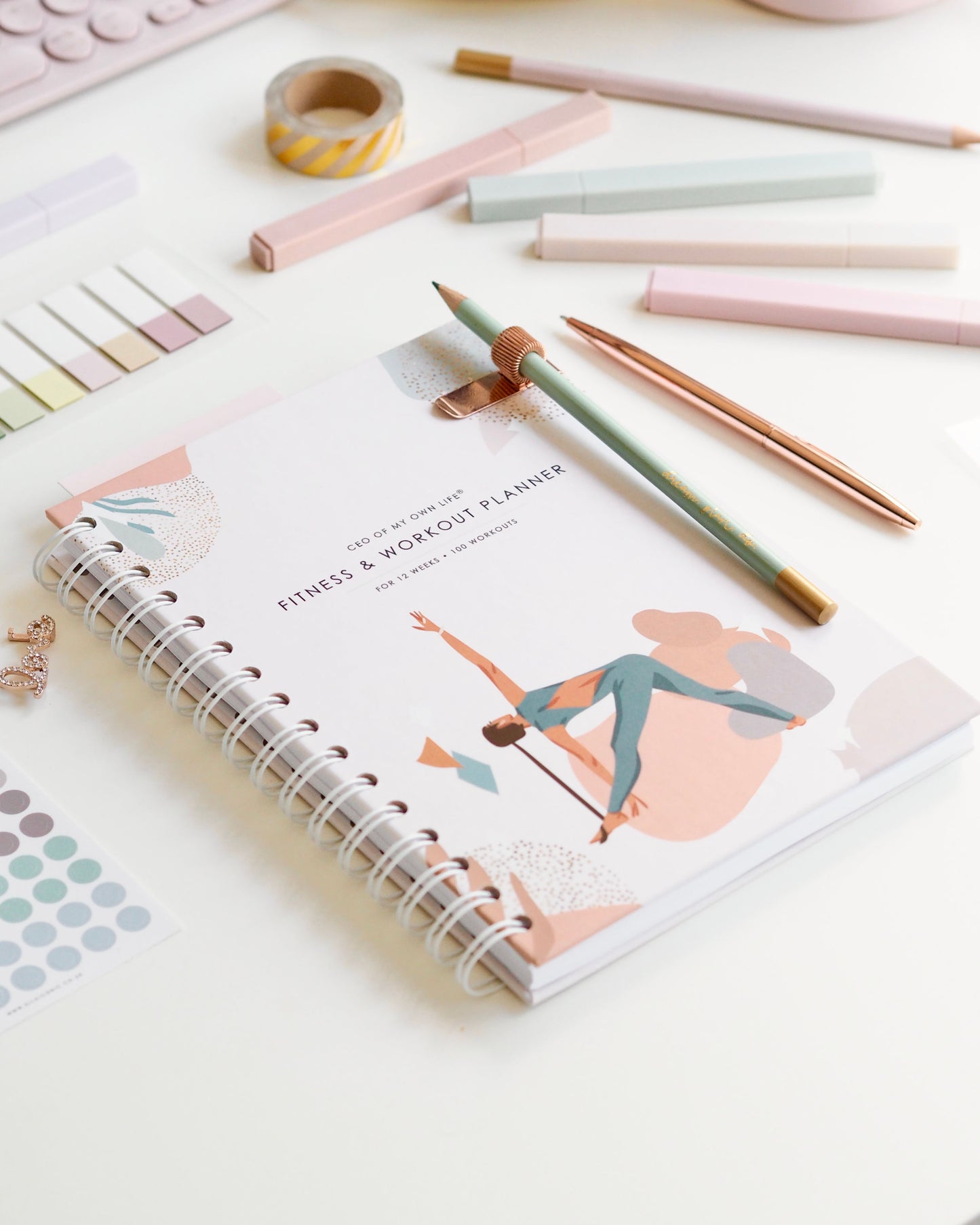 12-Weeks Fitness & Workout Planner | Undated | Weekly Meal Planner | Workout Planner | Fitness Tracker | Weight Loss Tracker | 100 Workouts - ella iconic® UK