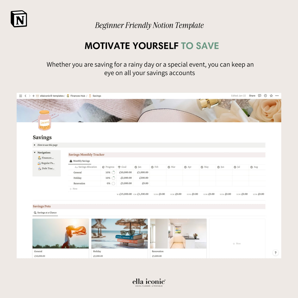 
                  
                    Notion Budget Planner Template for Beginners to Notion, Budget, Savings, Debt Trackers, Household Finance Tracker - ellaiconic®
                  
                