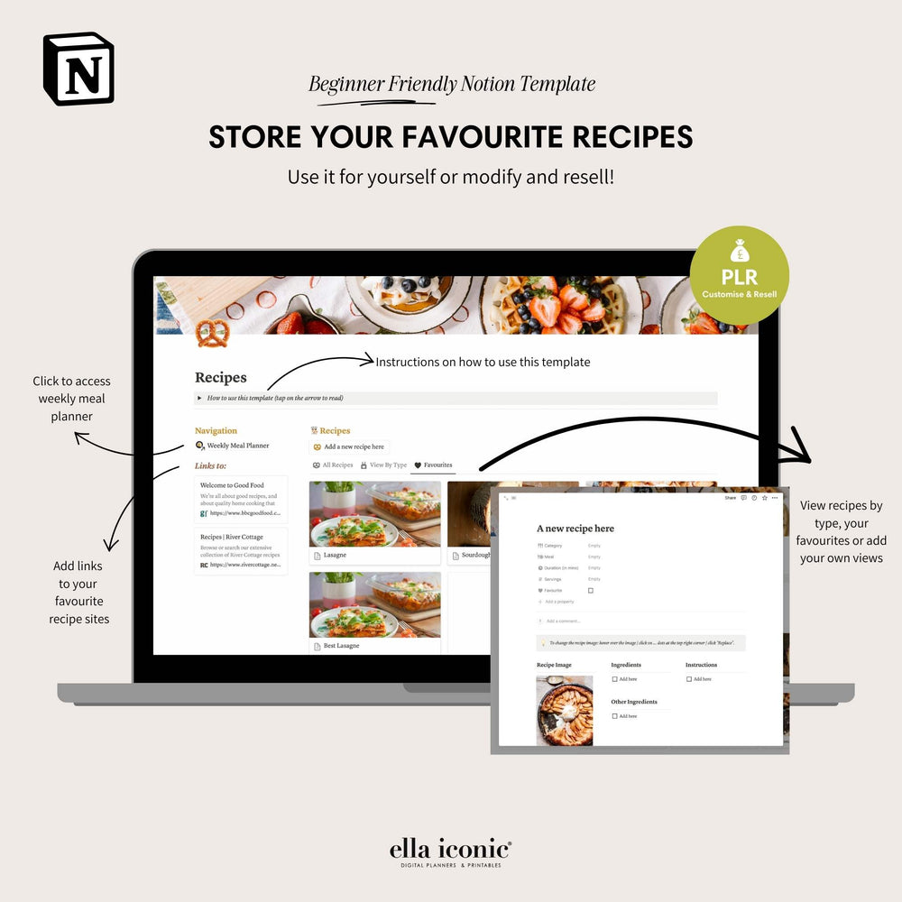
                  
                    PRL Notion Weekly Meal Planner and Recipe Template for Beginners - ellaiconic®
                  
                