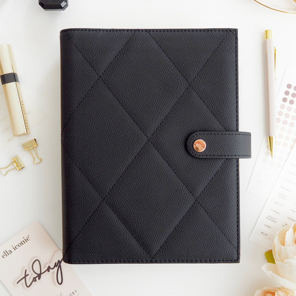 Personalised A5 Ring Binder Agenda - Black - ella iconic