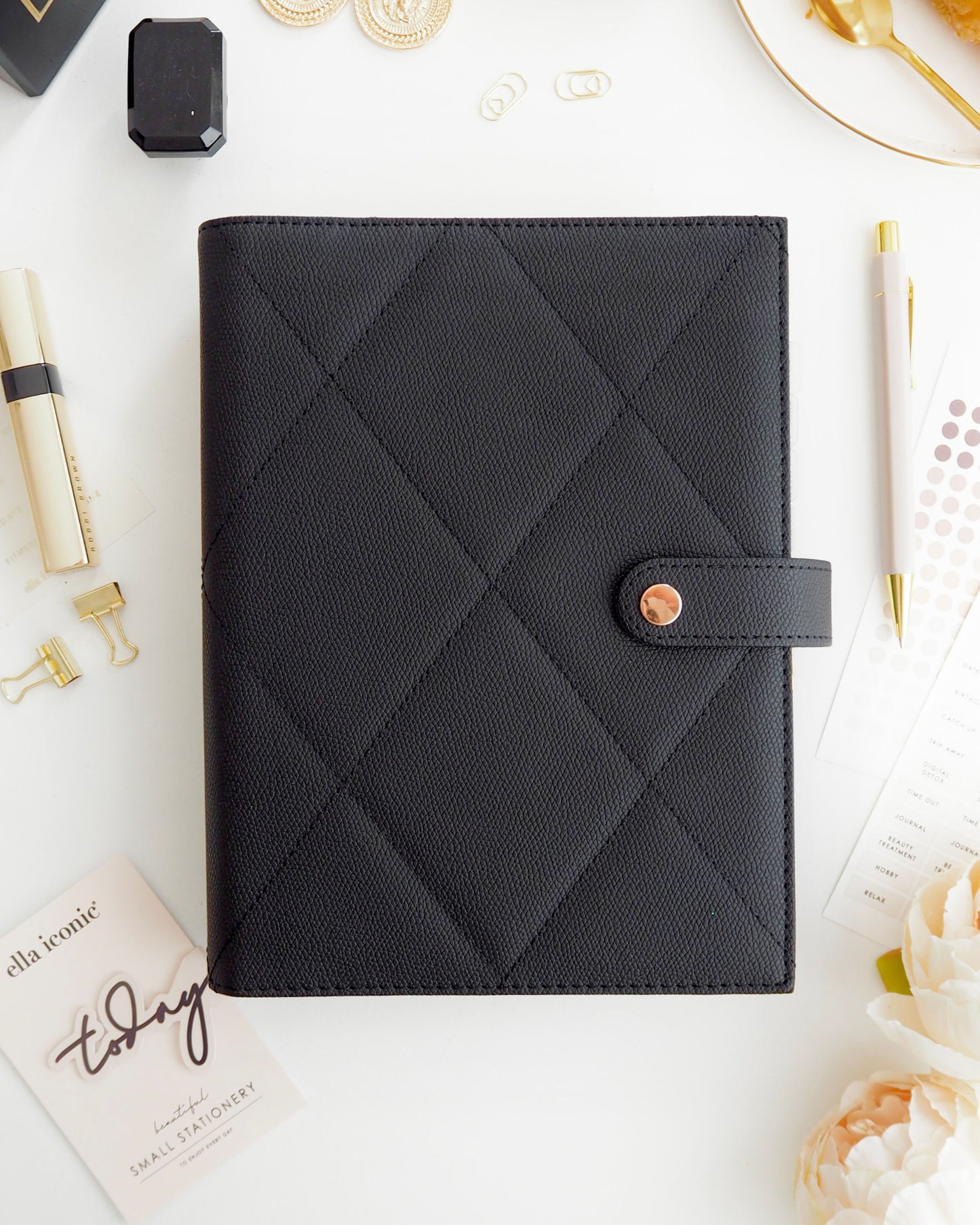Personalised A5 Ring Binder Agenda - Black - ella iconic