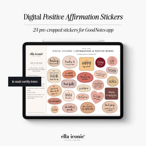 Pre cropped positive affirmation digital stickers for planners | GoodNotes iPad | Ella Iconic®