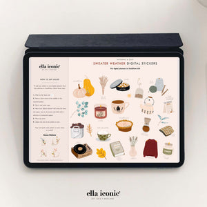 Seasonal Autumnal Sweater Weather Digital Planner Stickers • GoodNotes iOS • Ella Iconic