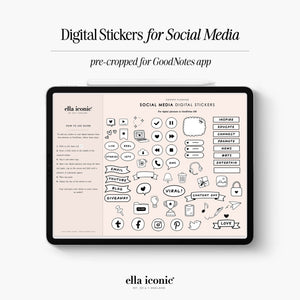 Pre Cropped Digital Stickers for Social Media Content Planning- for iPad iOS - GoodNotes App | Ella Iconic®