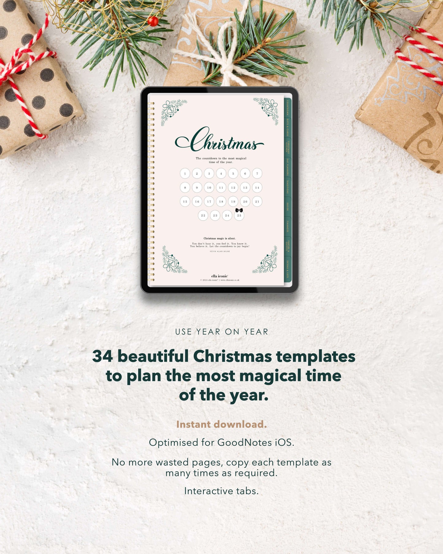 The Ultimate Digital Christmas Planner For Goodnotes iOS - Christmas Sparkle - ella iconic