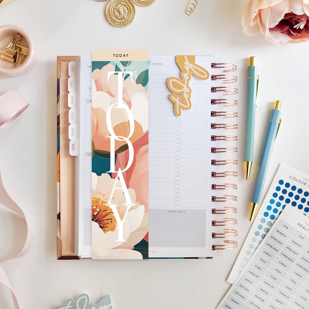'Today' floral double sided planner page marker / bookmark for A5 planners and diaries - ella iconic® UK