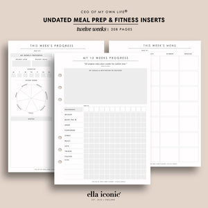 Printable Undated Inserts • 12-Week Meal Planning & Fitness Inserts
