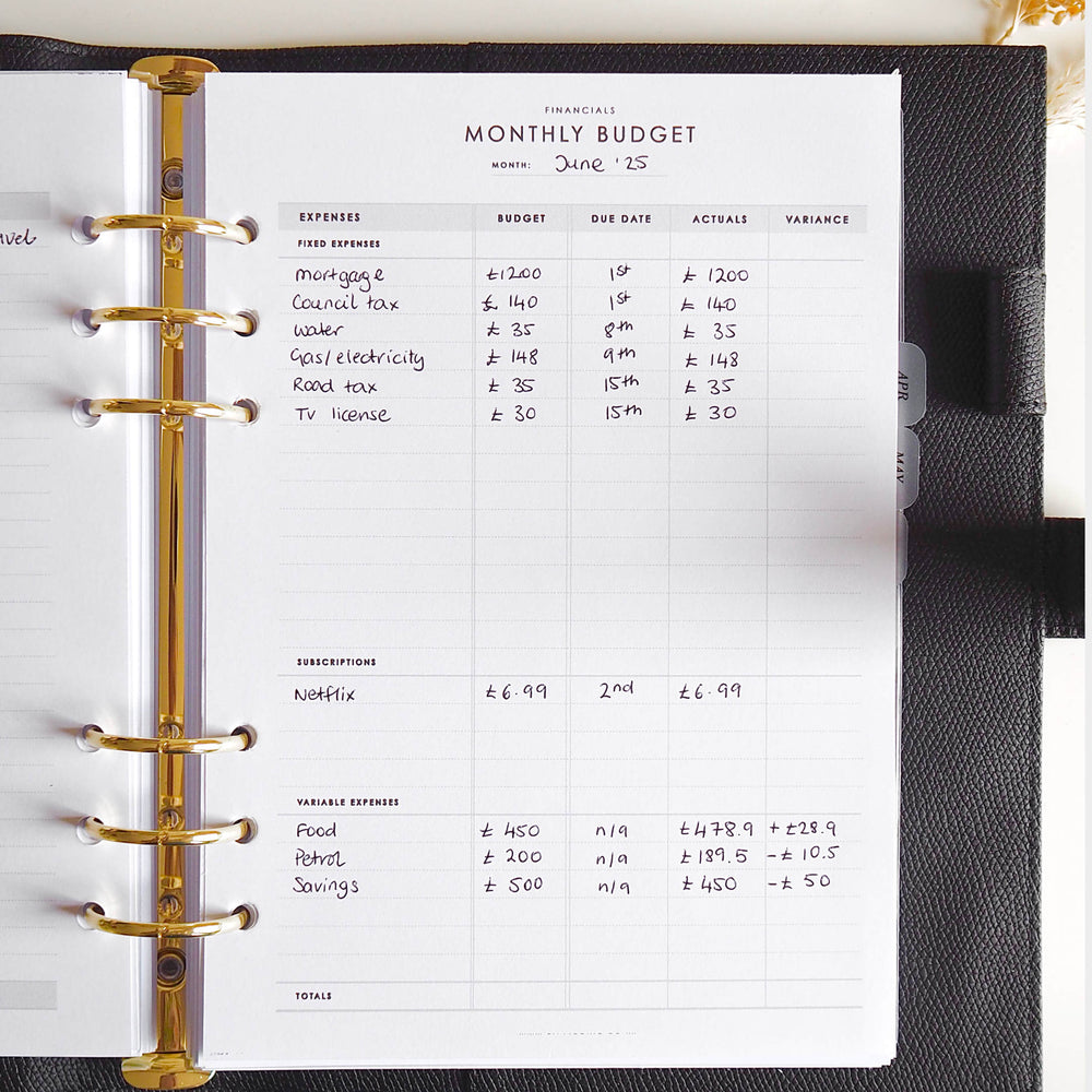 
                  
                    Undated Monthly Budget A5 Planner Inserts for 6-ring Ring Binders, Filofax, LV Agendas - ella iconic® UK
                  
                