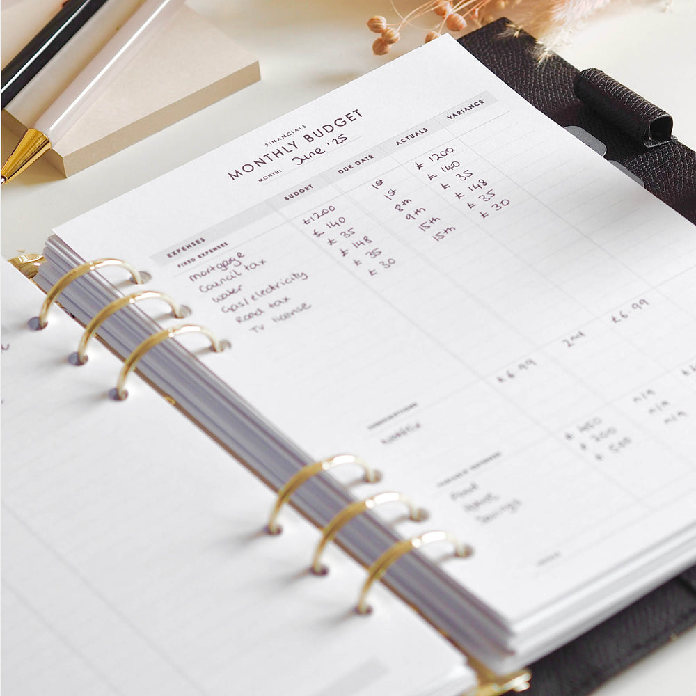 
                  
                    Undated Monthly Budget A5 Planner Inserts for 6-ring Ring Binders, Filofax, LV Agendas - ella iconic® UK
                  
                