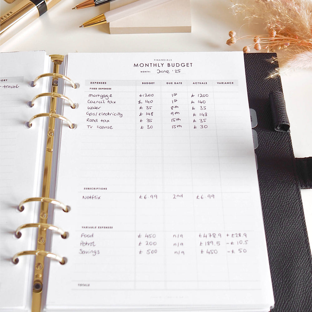 
                  
                    Undated Monthly Budget A5 Planner Inserts for 6-ring Ring Binders, Filofax, LV Agendas - ella iconic® UK
                  
                