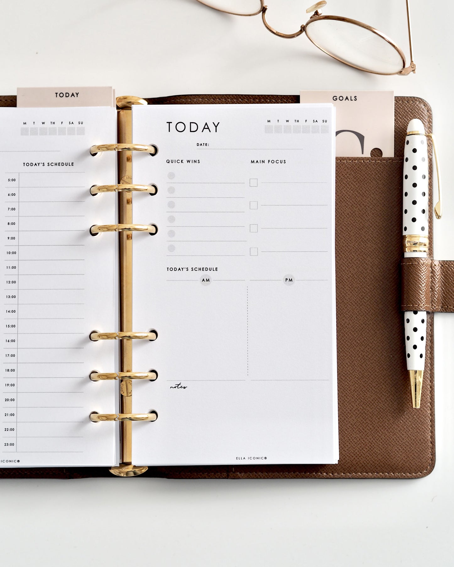 'Today' Daily To Dos + AM / PM Schedule • Personal Planner Inserts - ella iconic® UK