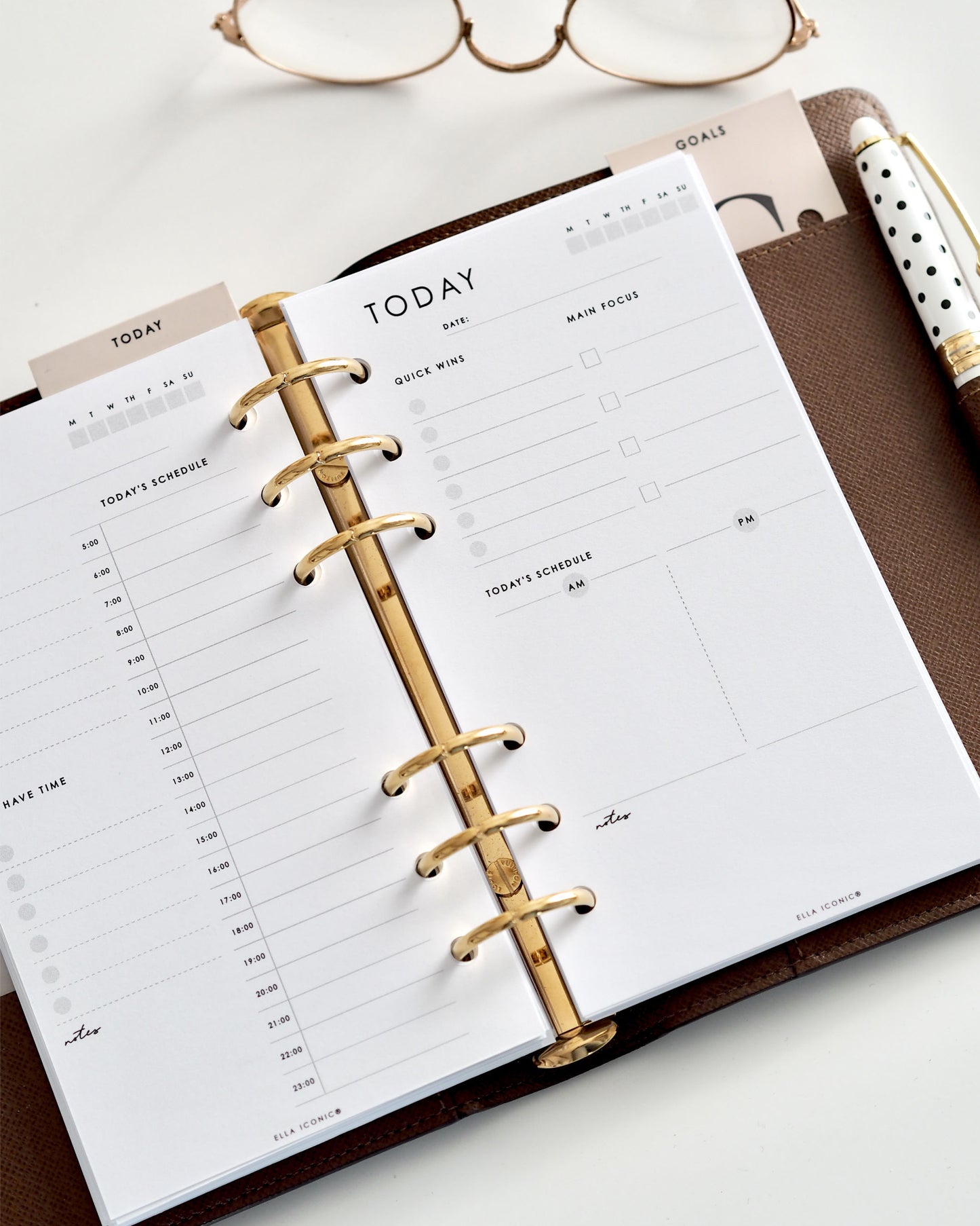 'Today' Daily To Dos + AM / PM Schedule • Personal Planner Inserts - ella iconic® UK