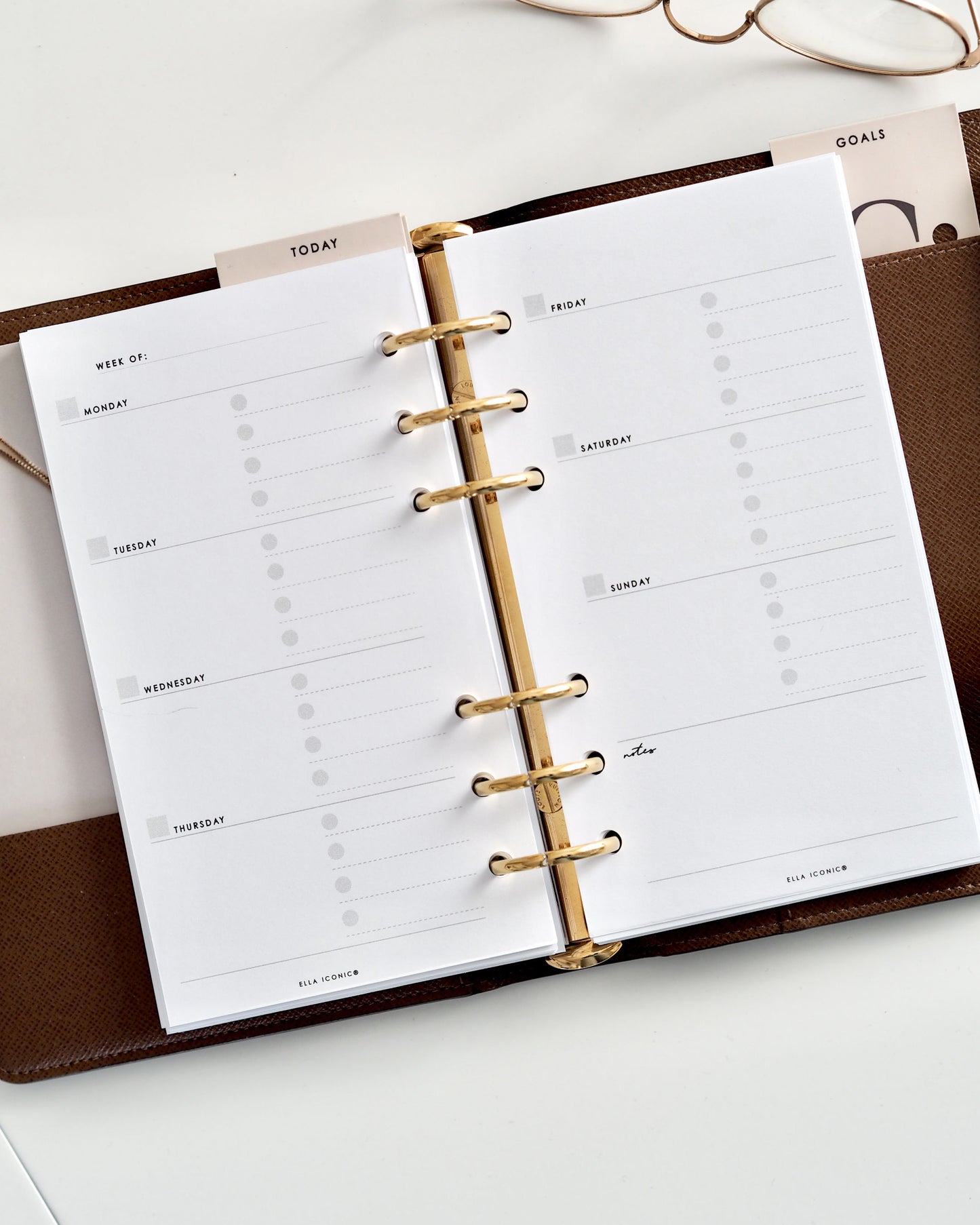 Week on Two Pages | Horizontal • Personal Planner Inserts for personal Filofax and medium LV MM agendas - ella iconic® UK