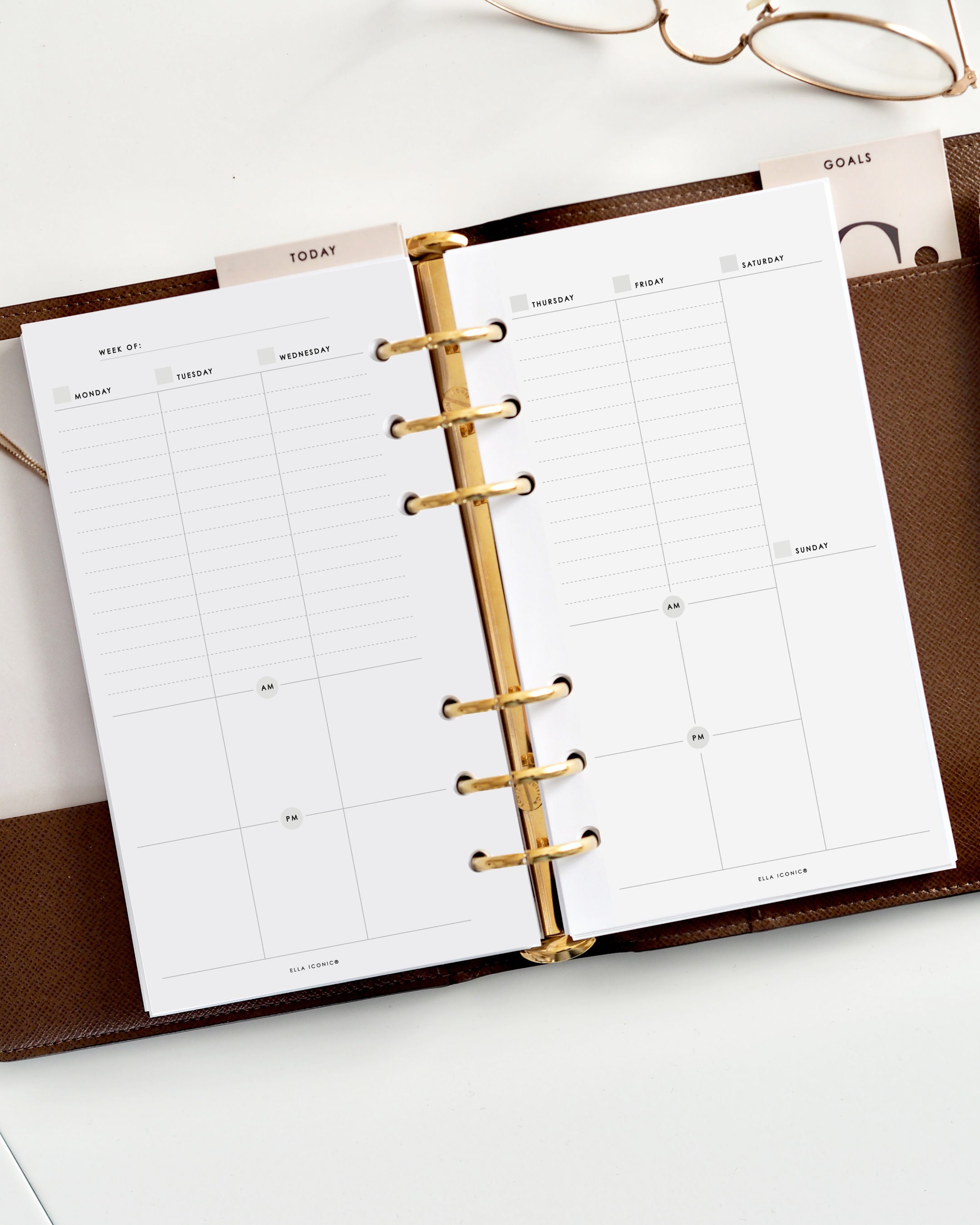 A5 Weekly Planner Inserts • Week on Two Pages | Vertical | AM/PM ...