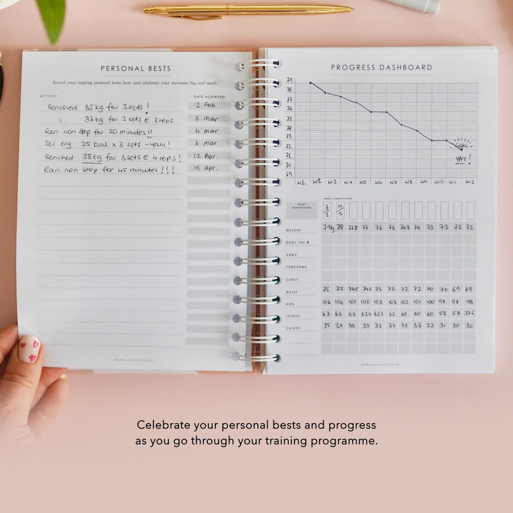 
                  
                    12-Weeks Fitness & Workout Planner | Undated | Weekly Meal Planner | Workout Planner | Fitness Tracker | Weight Loss Tracker | 100 Workouts - ella iconic® UK
                  
                
