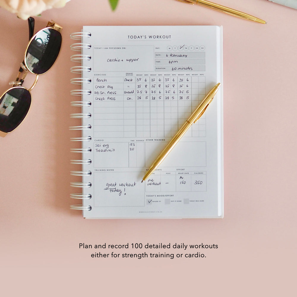 
                  
                    12-Weeks Fitness & Workout Planner | Undated | Weekly Meal Planner | Workout Planner | Fitness Tracker | Weight Loss Tracker | 100 Workouts - ella iconic® UK
                  
                
